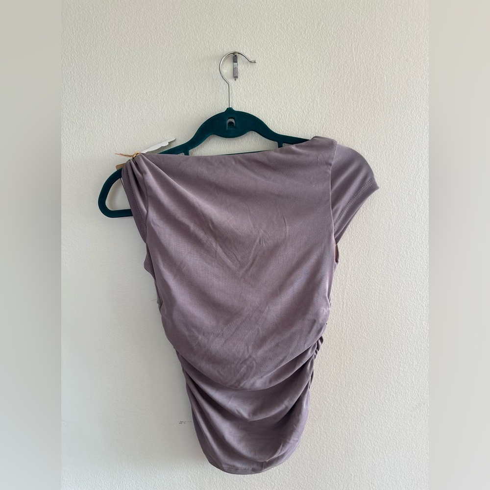 OGL Women's Short Sleeve Tee with Built-in Bra - Lavender - Picture 3 of 4